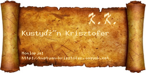 Kustyán Krisztofer névjegykártya